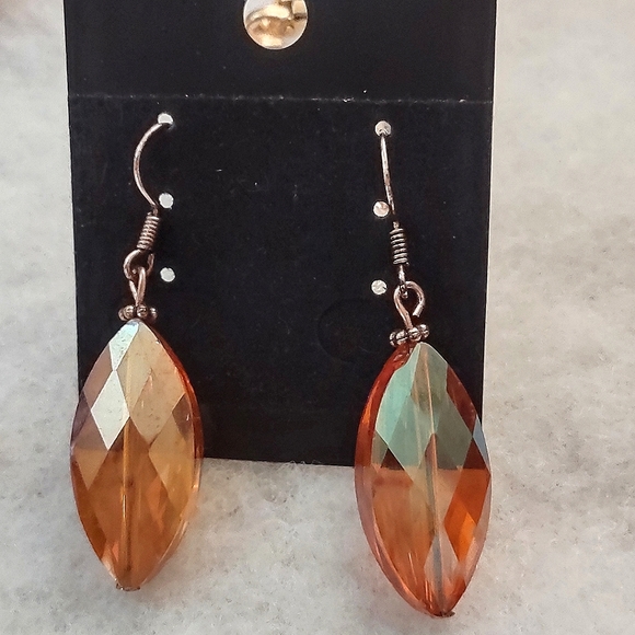 Iridescent Amber-colored Dangle Earrings - Picture 6 of 7